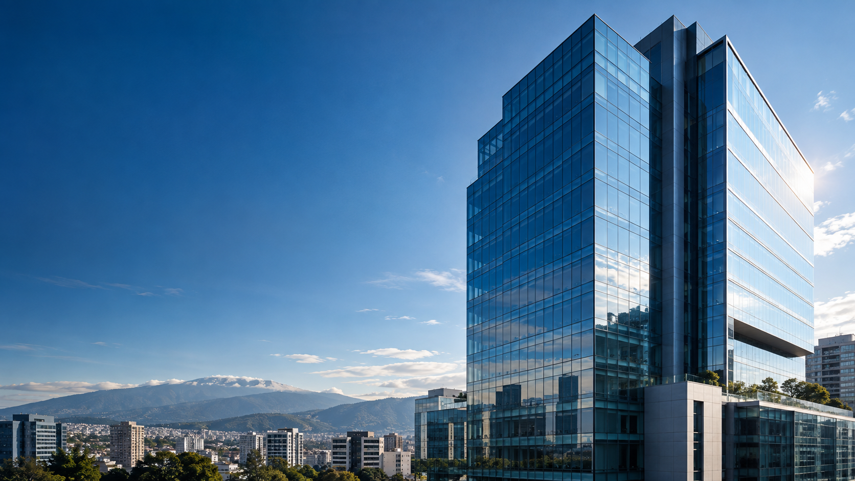 Arquitectura corporativa moderna que representa infraestructura digital confiable